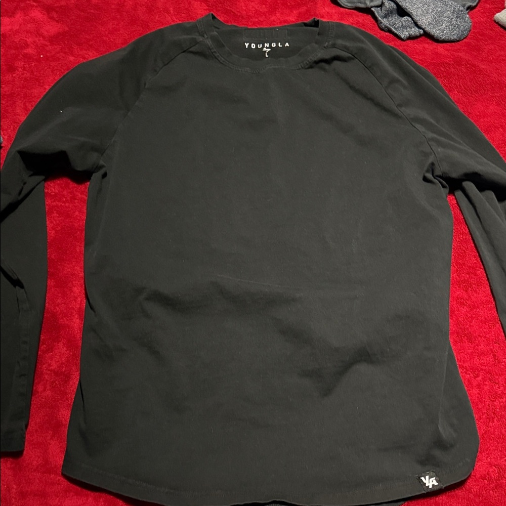 YoungLA Men's Classic Black Long Sleeve Tee